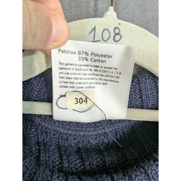 VTG Woolly Pulley Sweater Mens Large Navy Blue Made In England 100% Wool - Picture 4 of 7